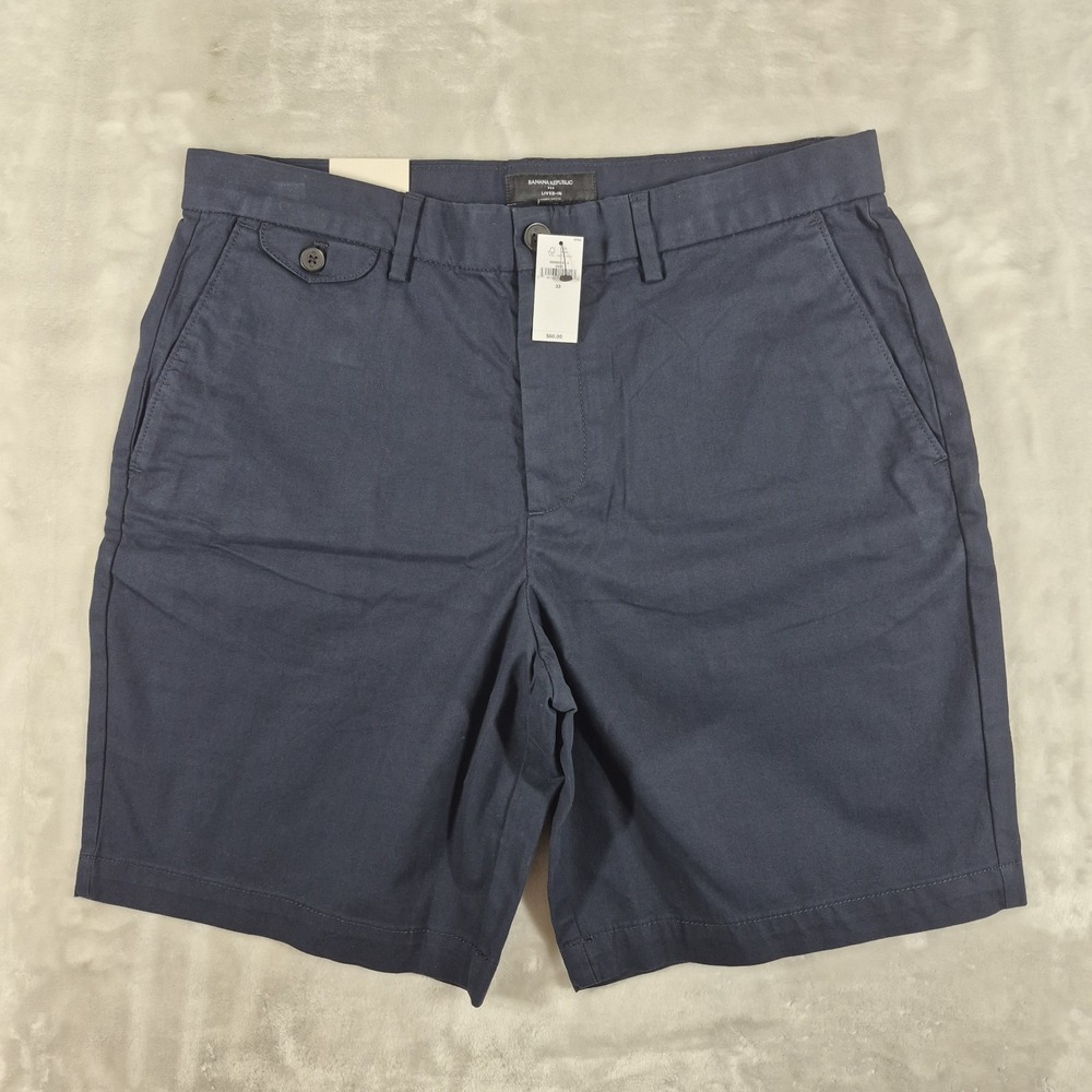 Banana Republic Lived-In 9" Shorts Men's 33 Navy Blue Stretch Comfort Chino NWT